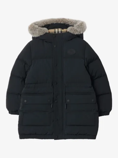 Burberry Kids chamarra texturizada con capucha removible