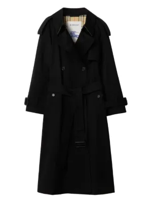 Burberry Trench Coat Kensington De Cashmere | Preto | FARFETCH BR