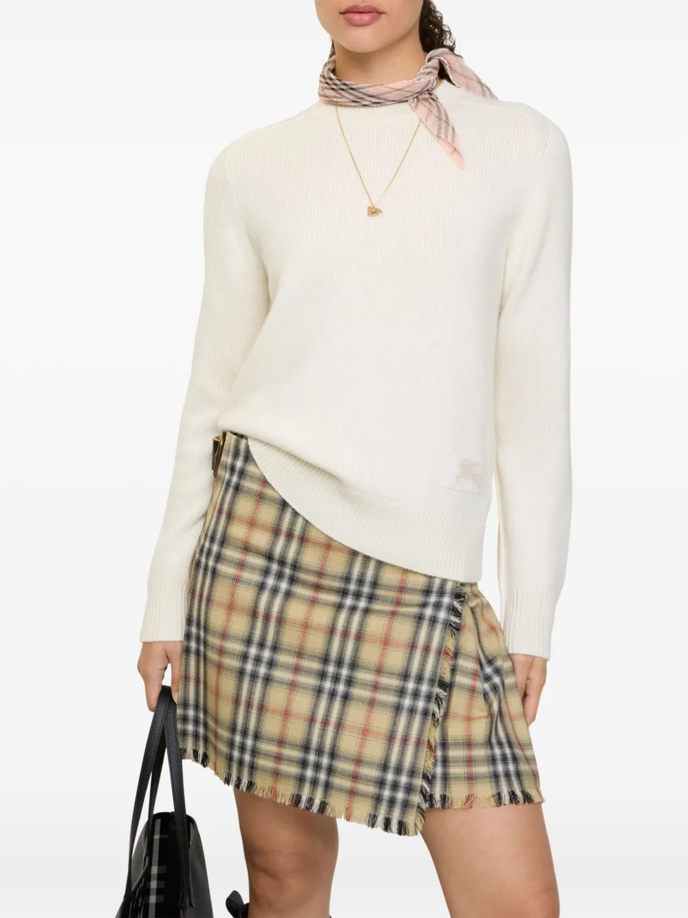 Burberry Elbow-patch Equestrian-knight Sweater In Neutral