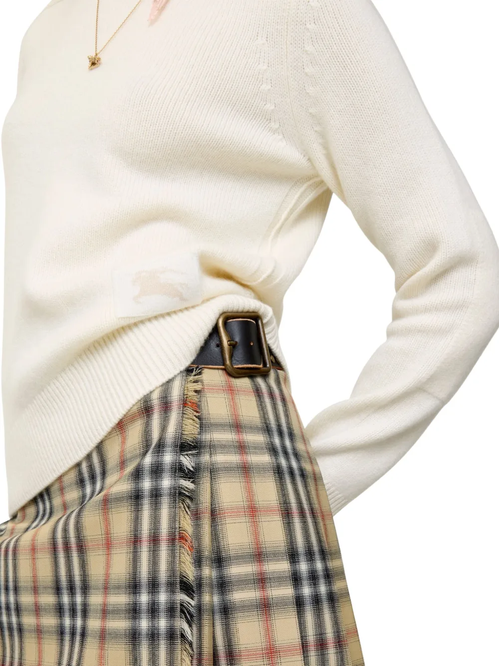 Burberry Elbow-patch Equestrian-knight Sweater In Neutral