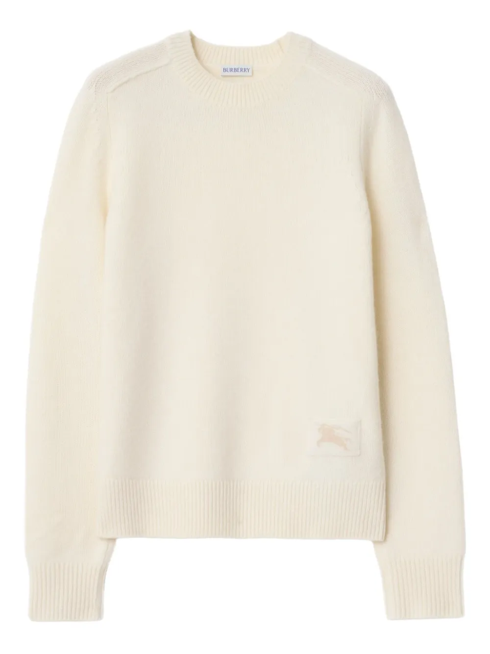 Burberry Elbow-patch Equestrian-knight Sweater In Neutral