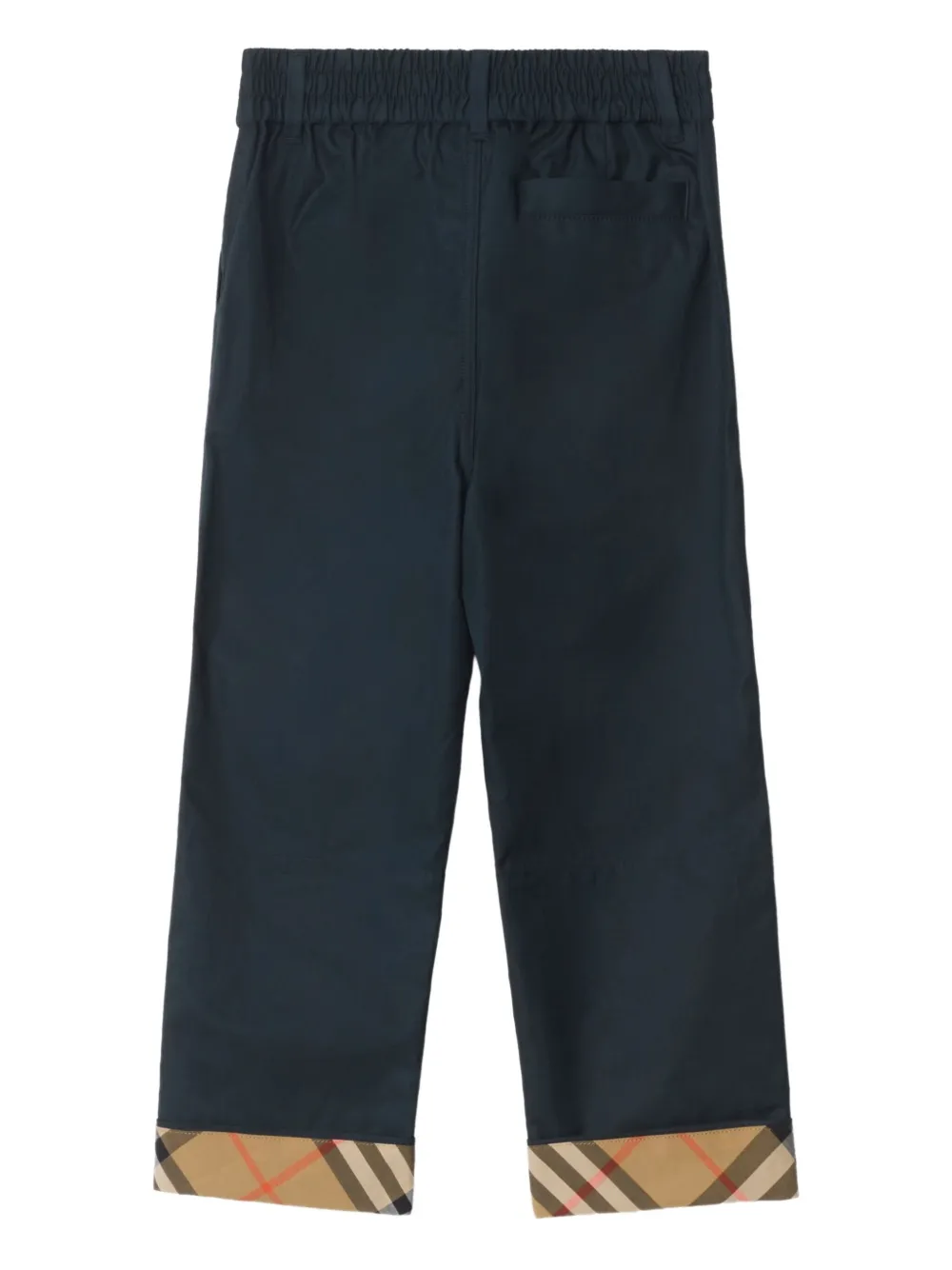 Burberry Kids Geruite katoenen broek met omslag Blauw