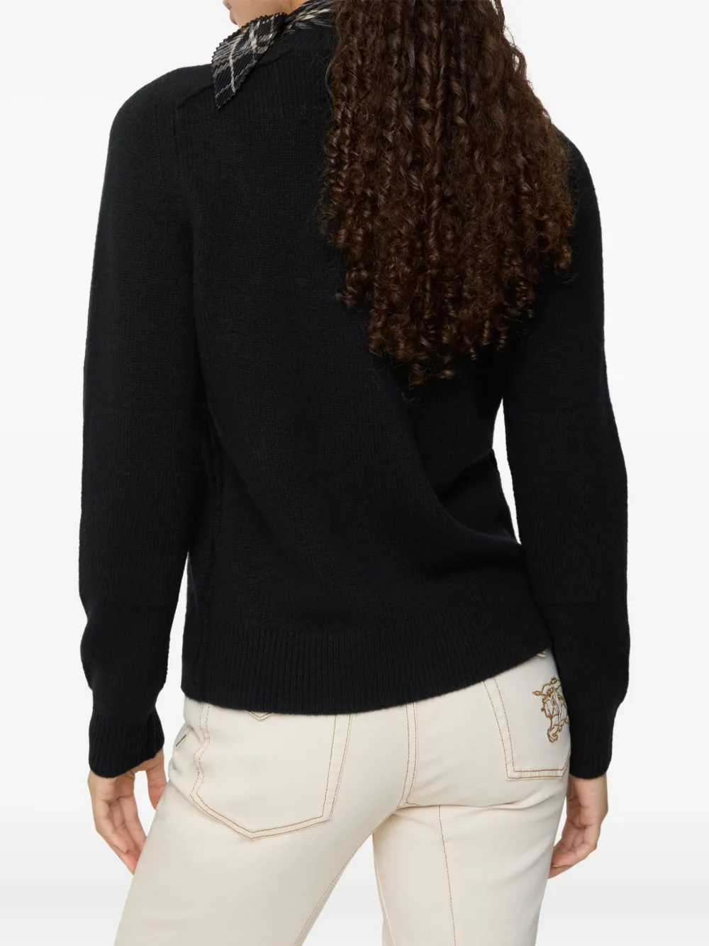 Burberry Elbow-patch Equestrian Knight Cardigan In Black