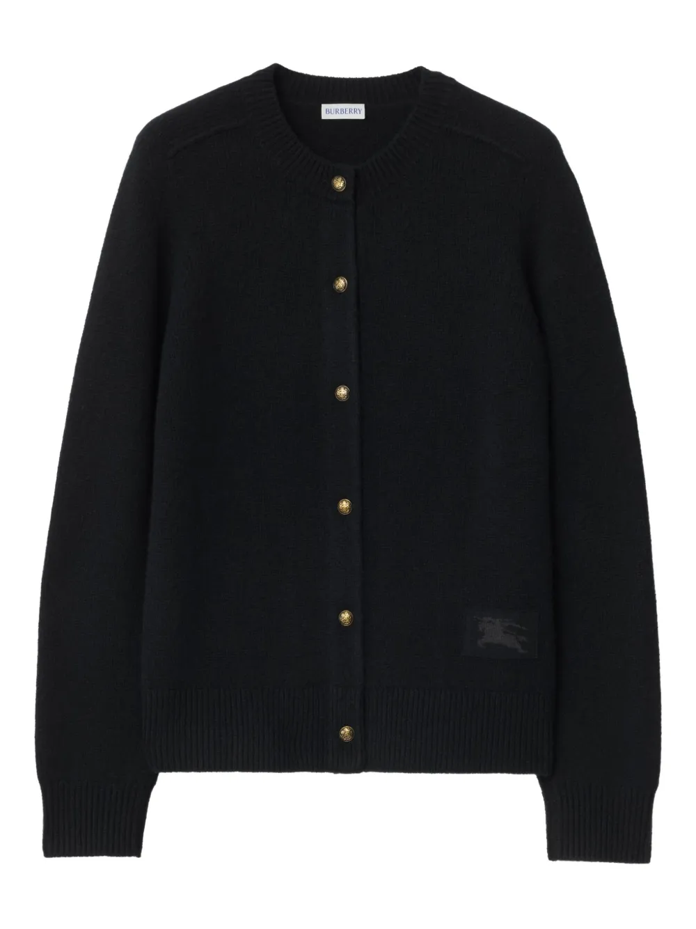 Burberry Elbow-patch Equestrian Knight Cardigan In Black