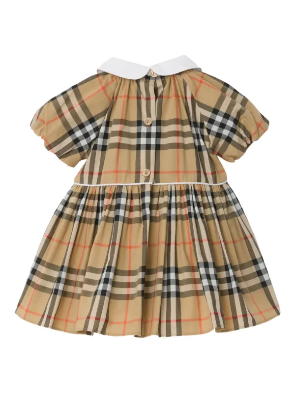 Burberry Kids Checked Peter Pan-collar Dress Set | Neutrals | FARFETCH