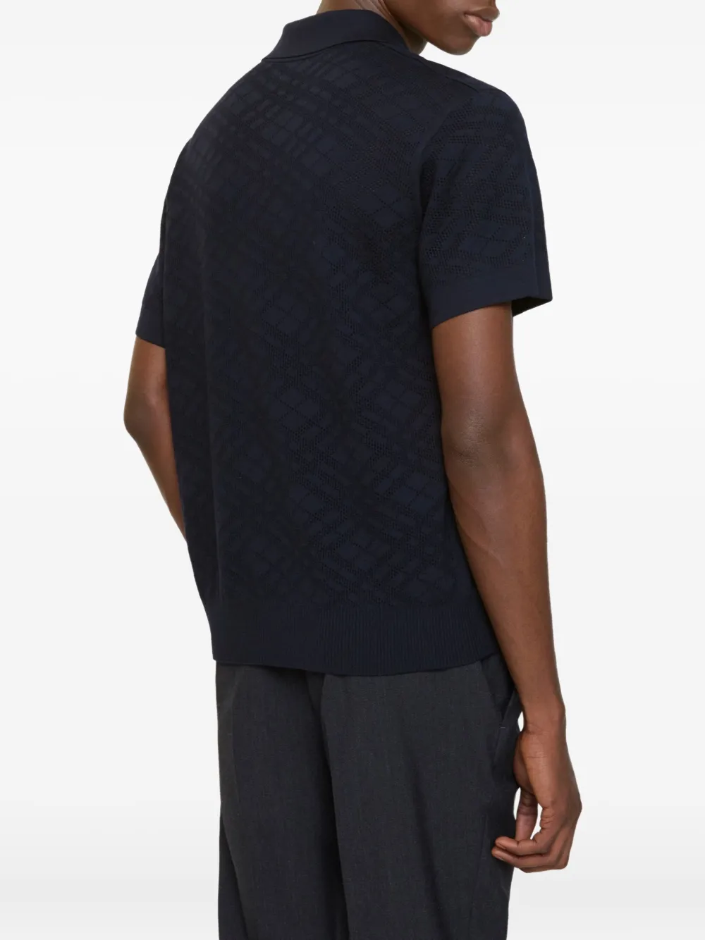  Burberry Check-wool Polo Shirt - Blue 