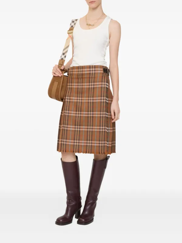 Burberry チェック キルト | ブラウン | FARFETCH JP