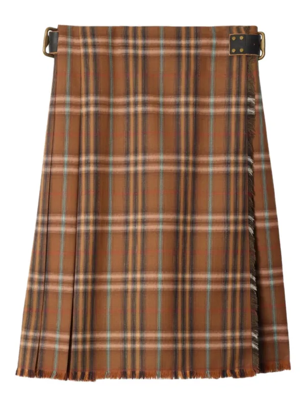 Burberry Check Wool Kilt in Brown