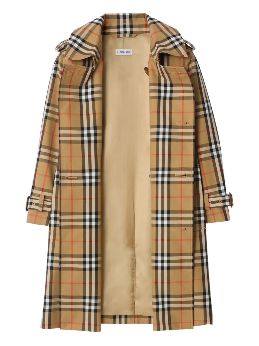Burberry Check Cotton Twill Trench Coat In Brown