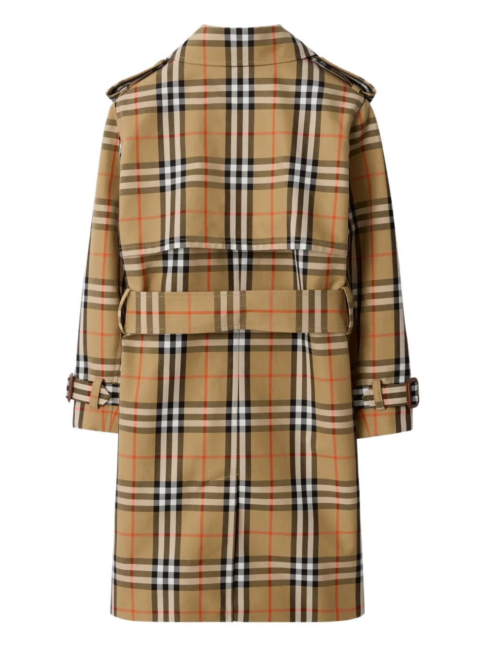 Burberry Check Cotton Twill Trench Coat In Brown