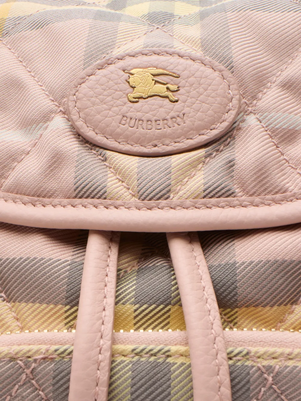 Burberry Horseshoe Quilted Check Backpack Mini Bag In Pink