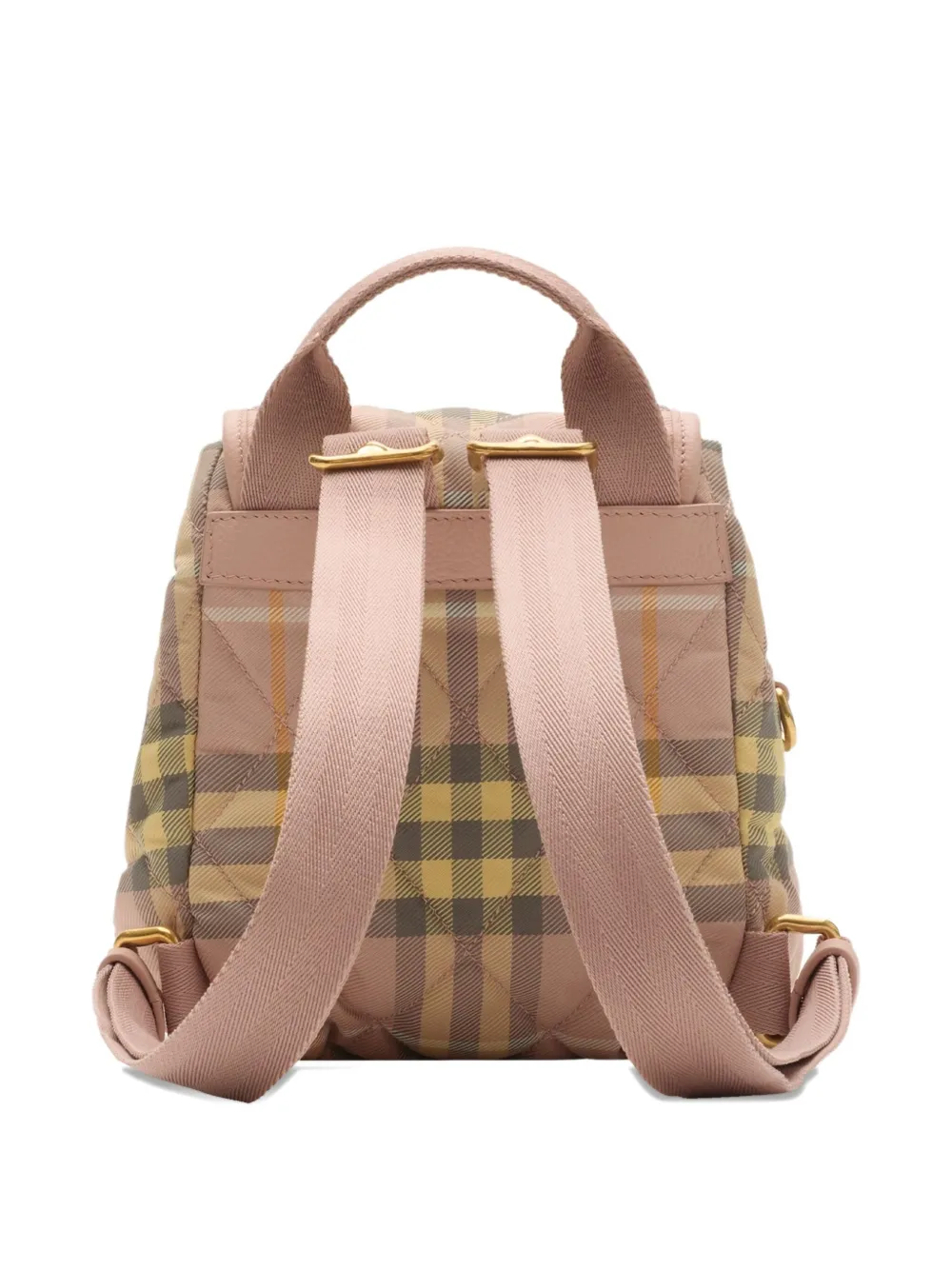 Burberry Horseshoe Quilted Check Backpack Mini Bag In Pink