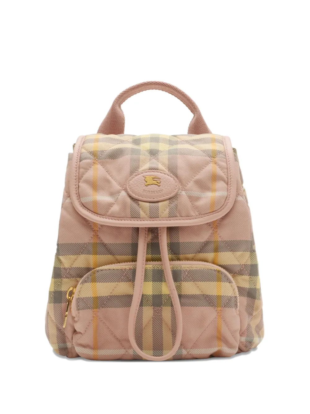 Burberry Horseshoe Quilted Check Backpack Mini Bag In Pink