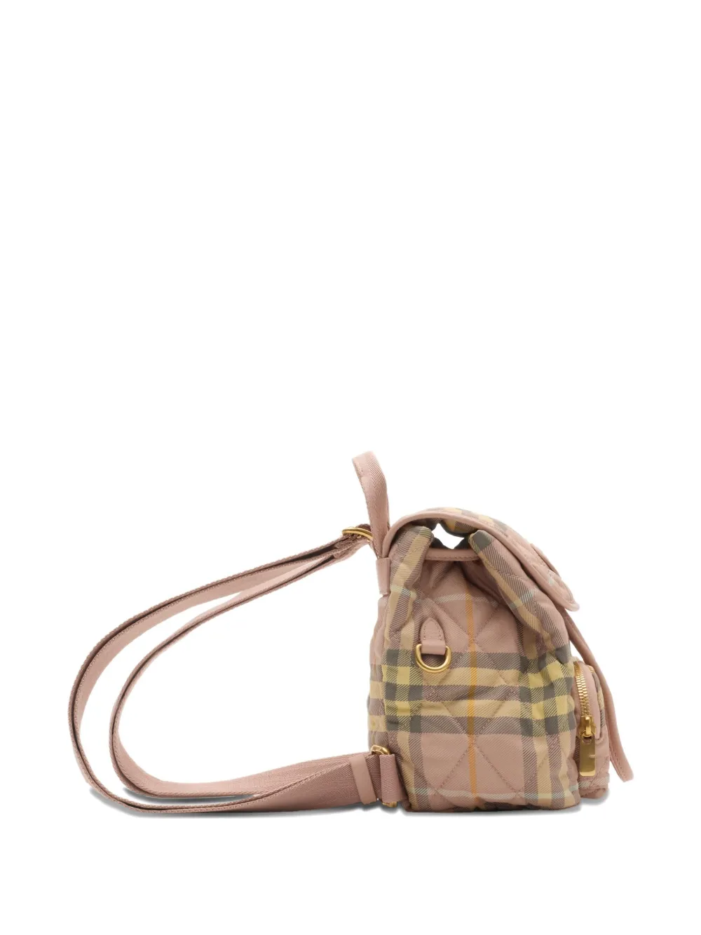 Burberry Horseshoe Quilted Check Backpack Mini Bag In Pink