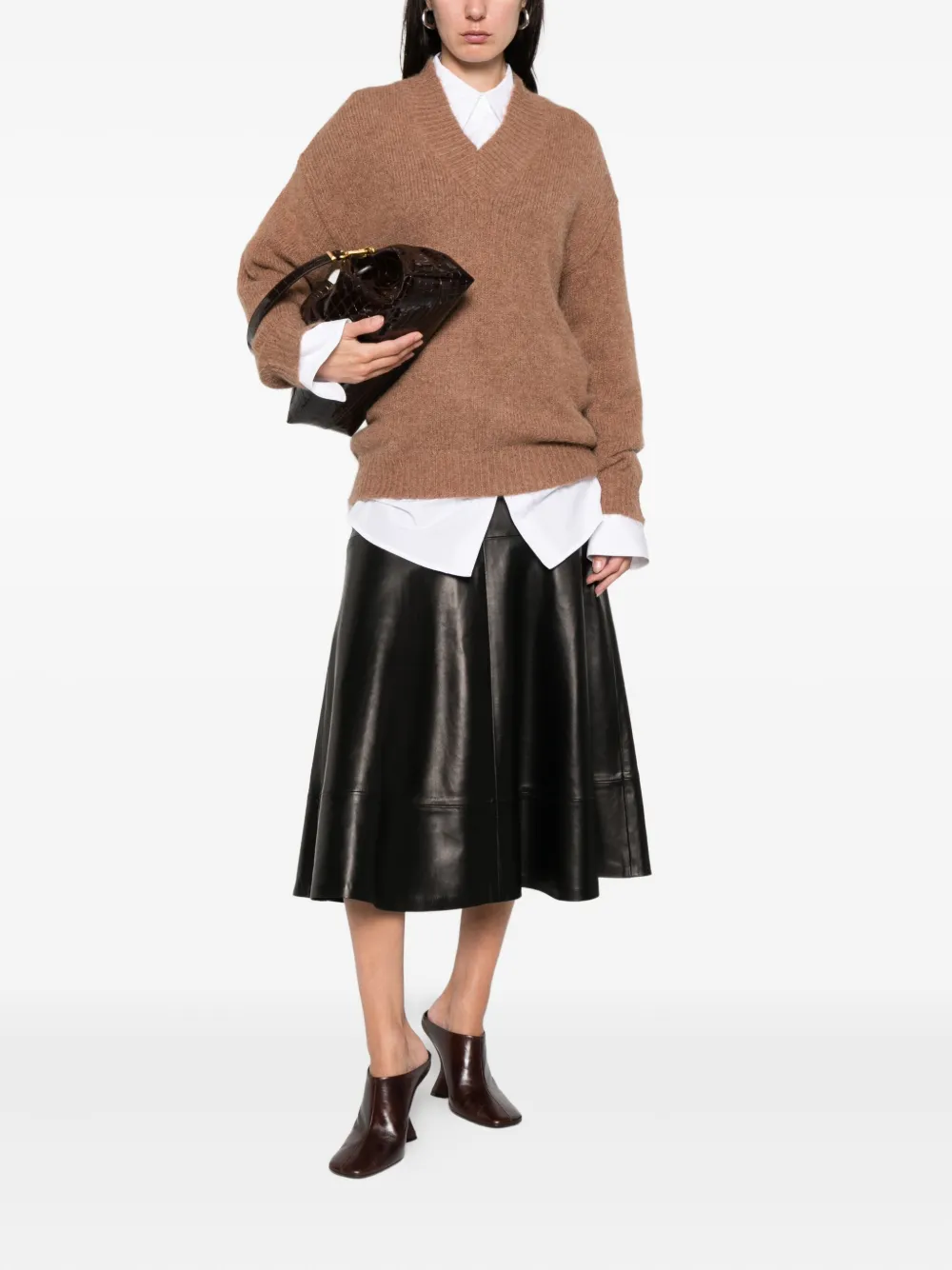 Entire Studios Deco V-neck Sweater In Brown