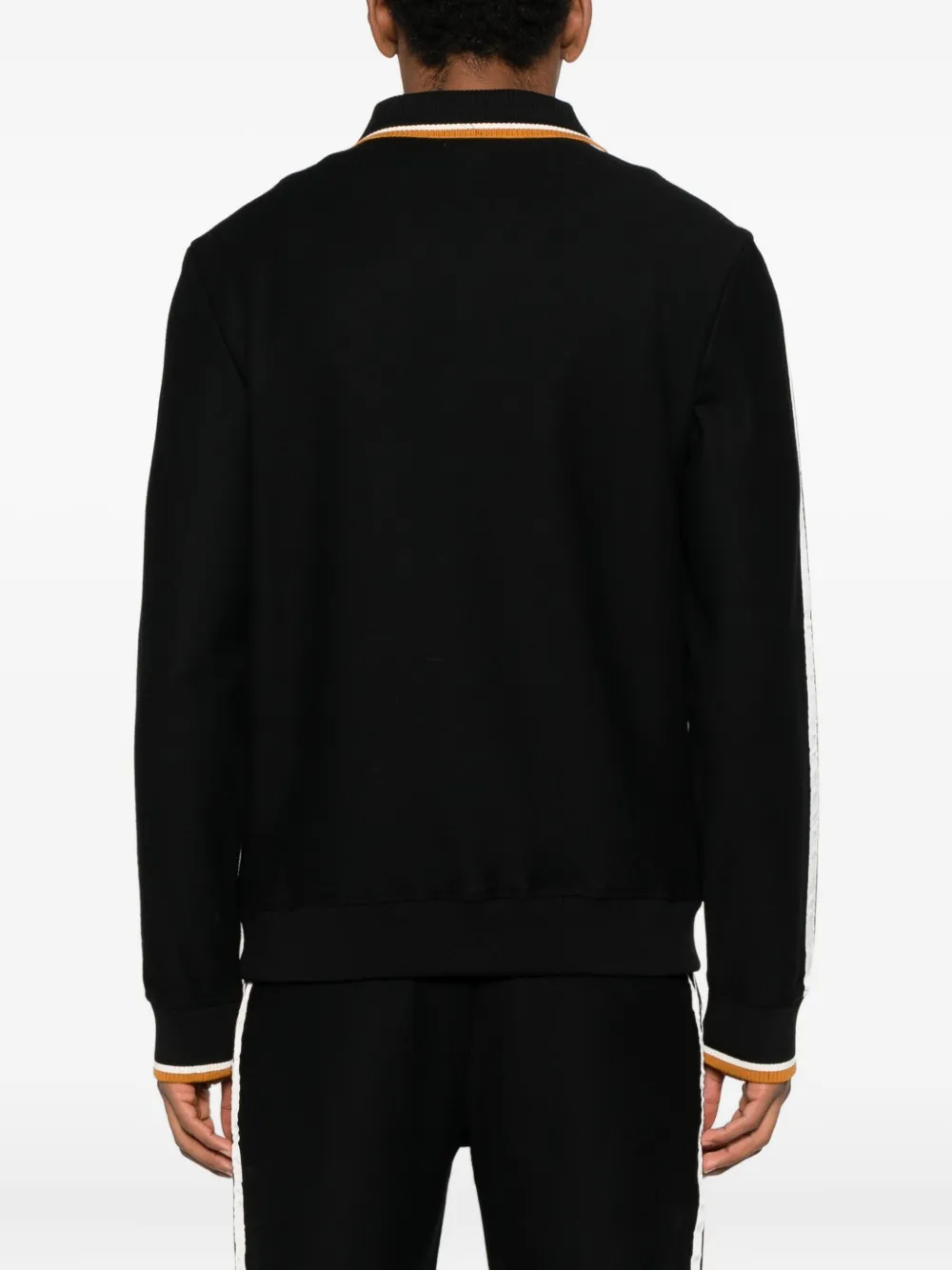 Sergio Tacchini Gestreepte sweater met logo en rits Zwart