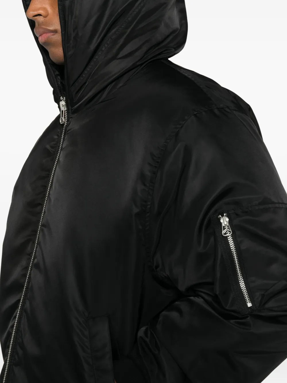 Oamc Peacemaker Hooded Zip Bomber Jacket In Black