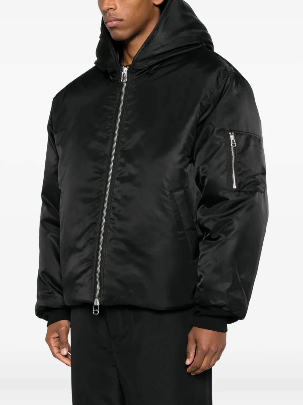 Oamc Peacemaker Hooded Zip Bomber Jacket In Black