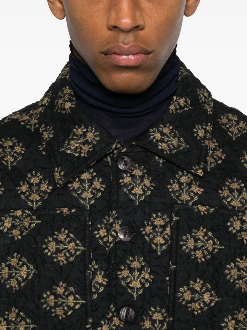 Antik Batik Jack met bloemenpatroon Zwart