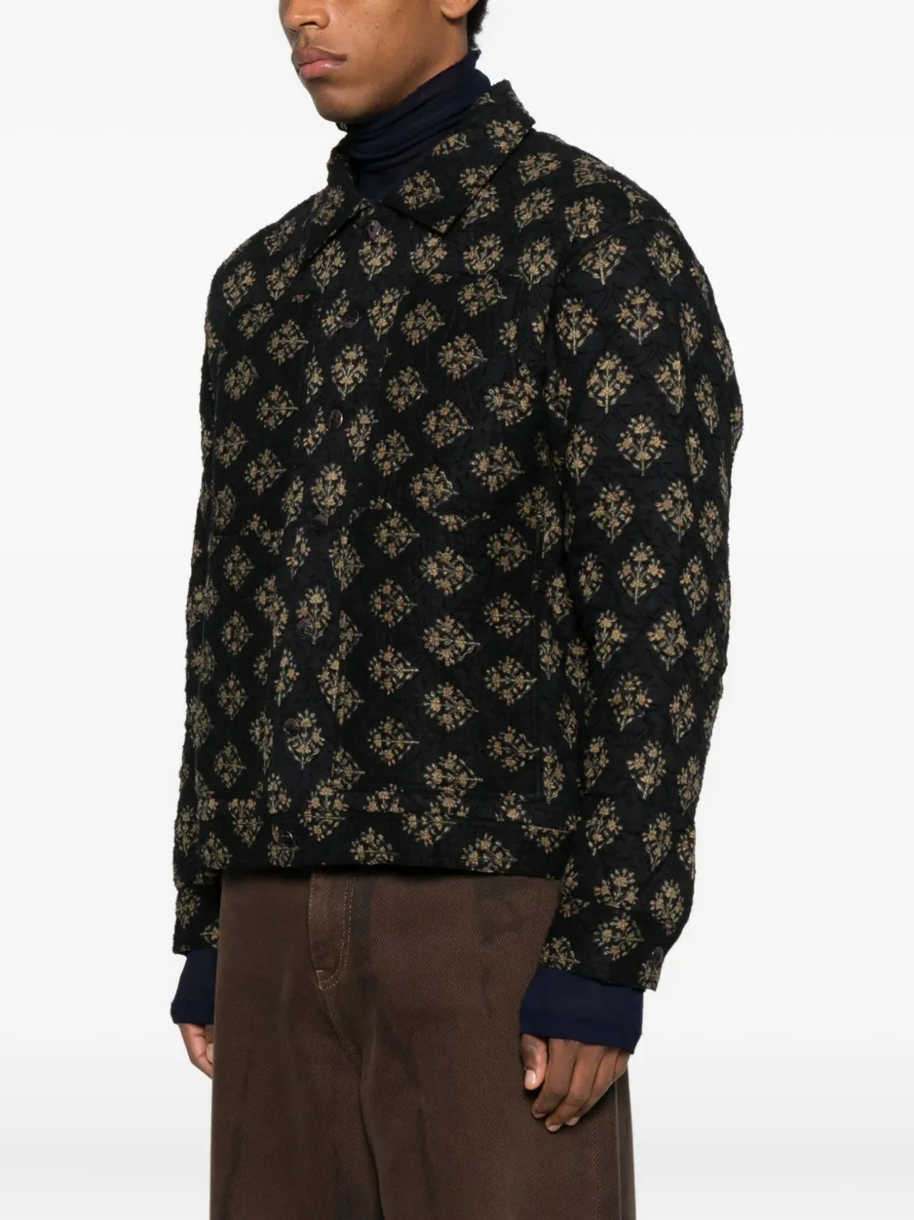 Antik Batik Jack met bloemenpatroon Zwart