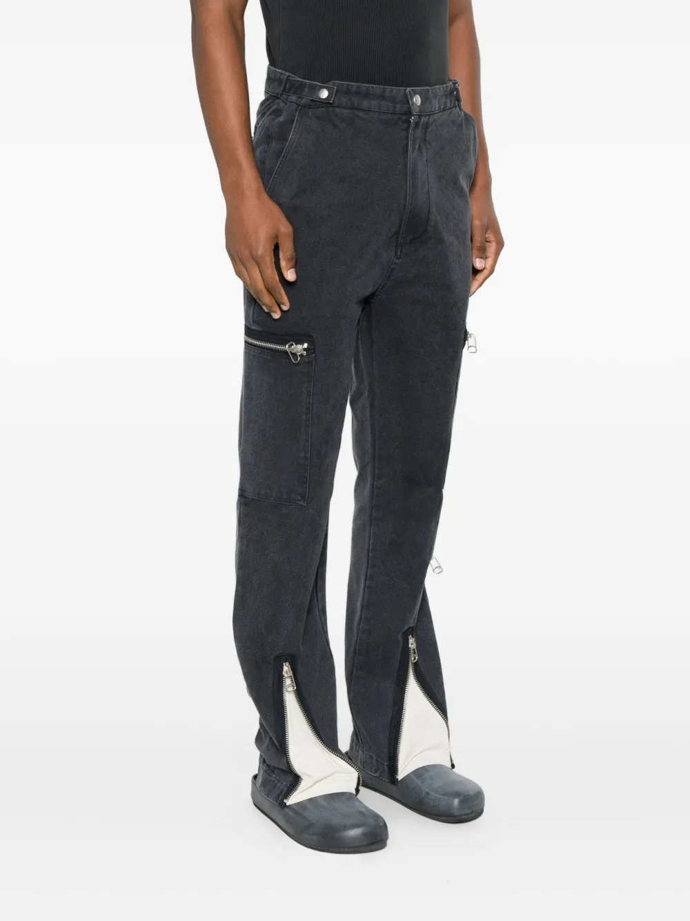 Oamc Peacemaker Flight Pant Zip Pocket Trousers In Gray