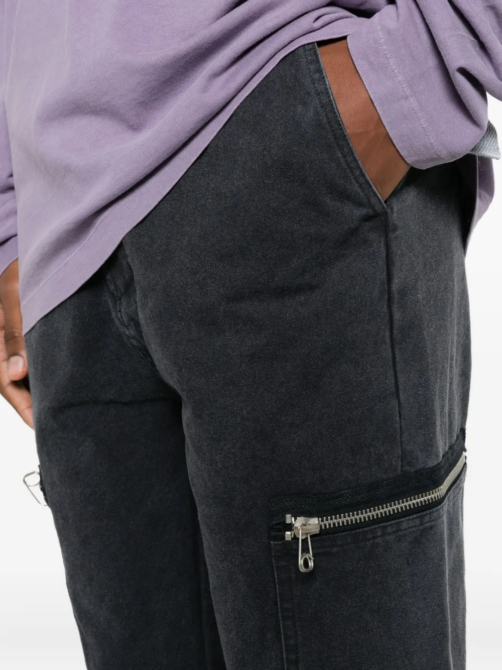 Oamc Peacemaker Flight Pant Zip Pocket Trousers In Gray