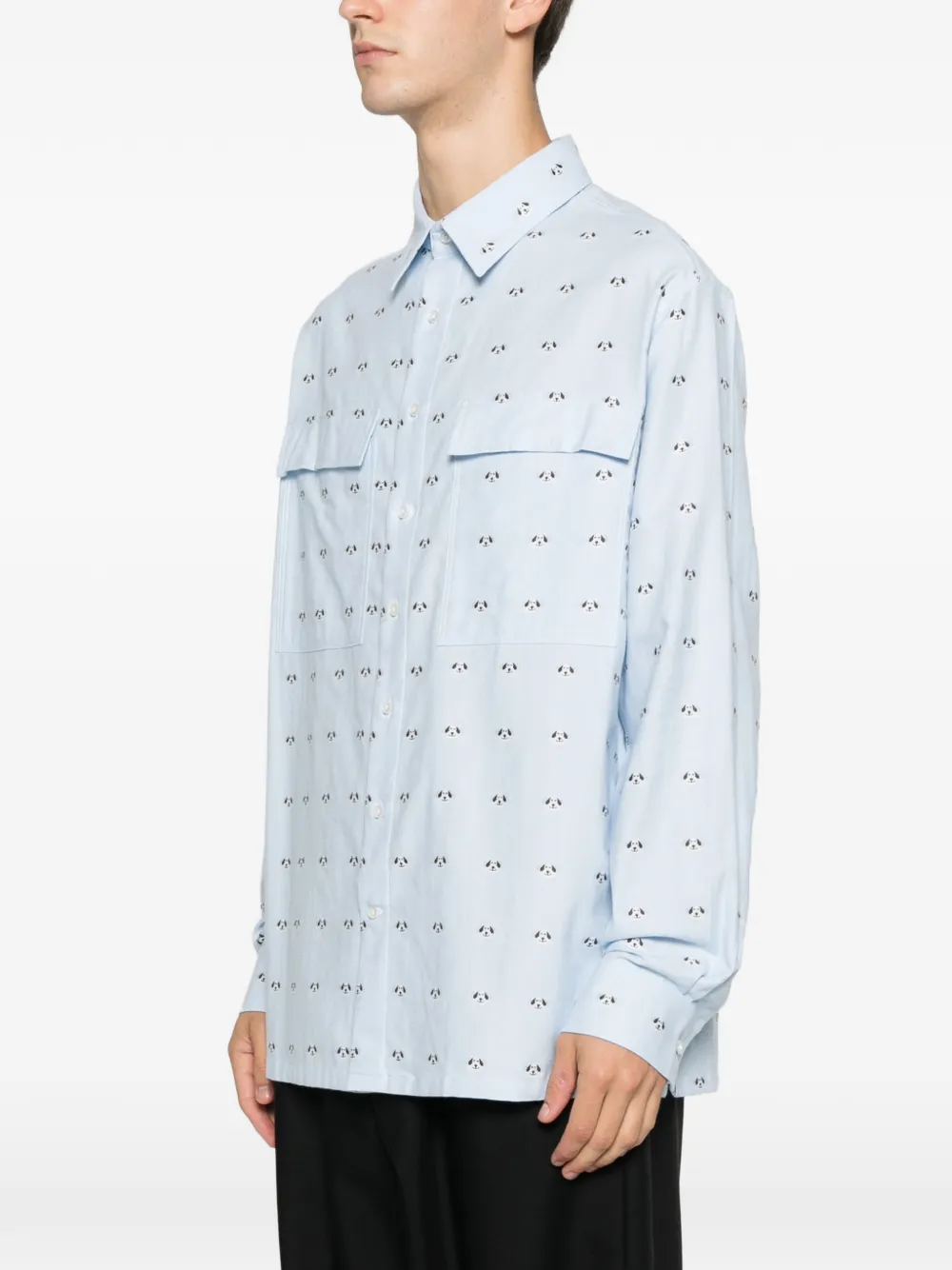 Lc23 Chest-pocket Patterned Shirt In Blue