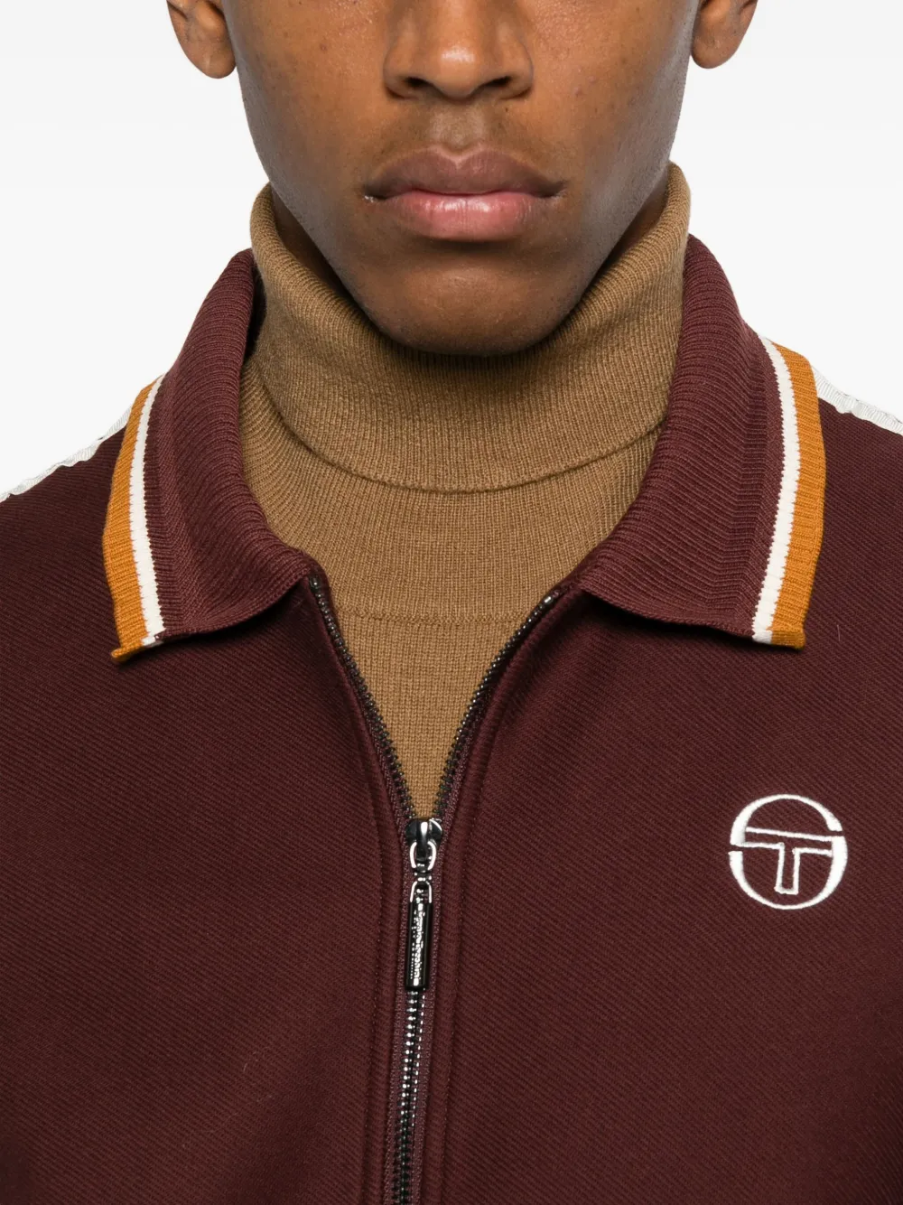 Sergio Tacchini Stripe Zip Sweatshirt In Brown