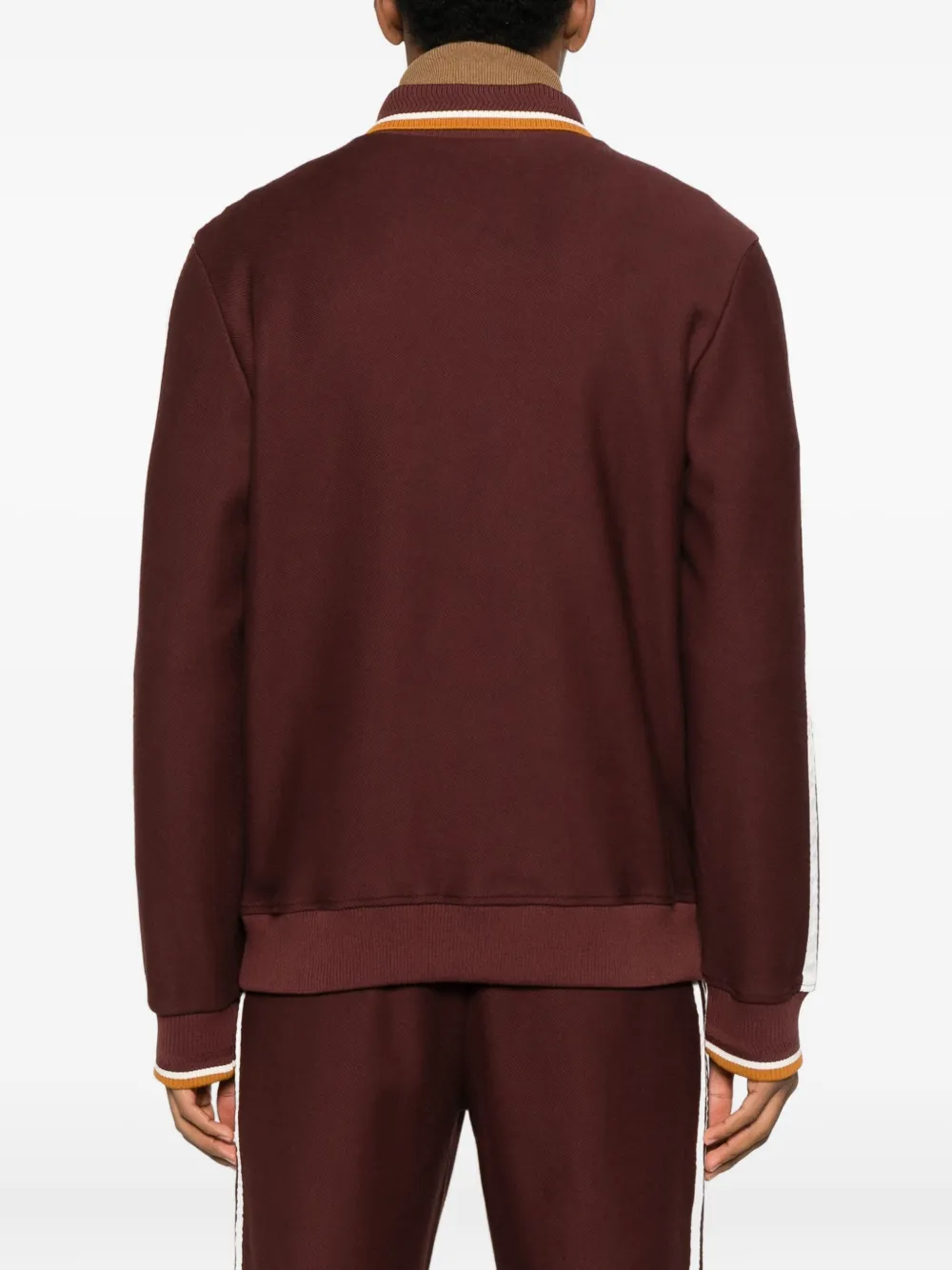 Sergio Tacchini Stripe Zip Sweatshirt In Brown