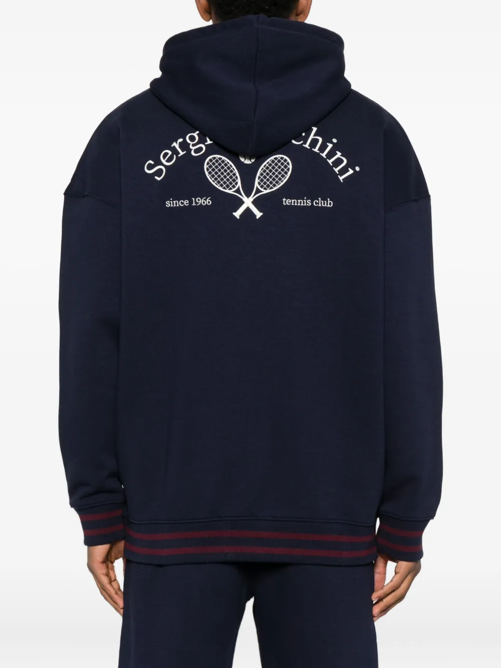 Sergio Tacchini Ribbed-trim Hoodie In Blue