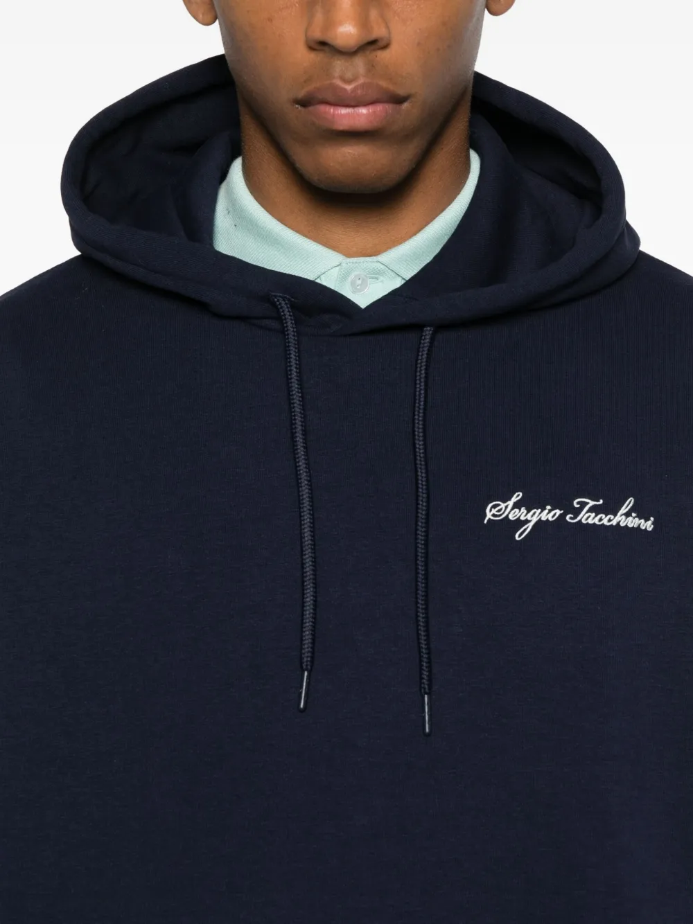 Sergio Tacchini Ribbed-trim Hoodie In Blue