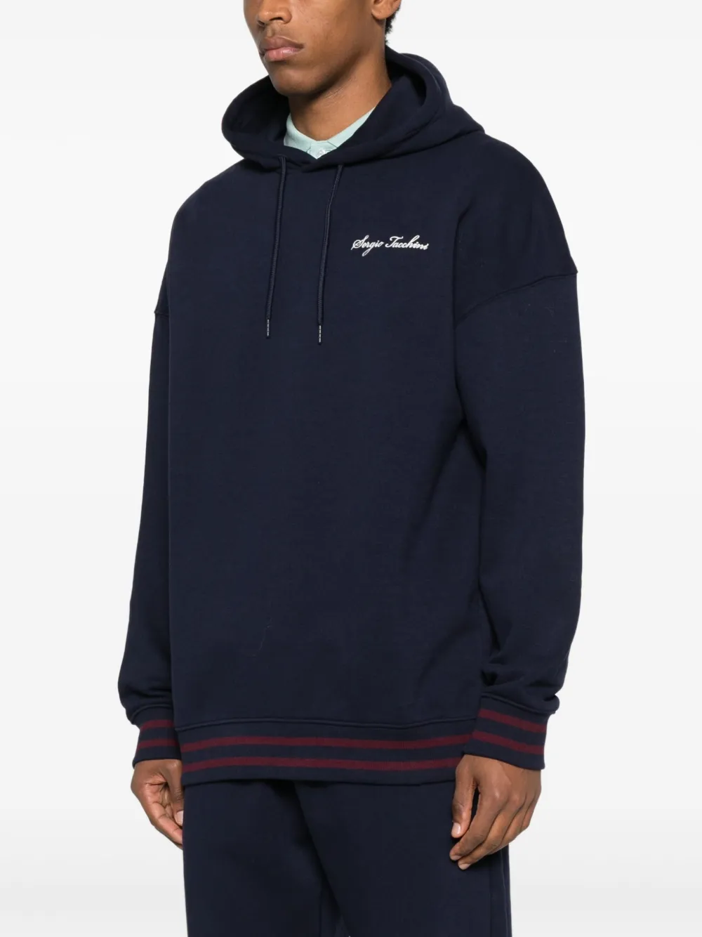 Sergio Tacchini Ribbed-trim Hoodie In Blue