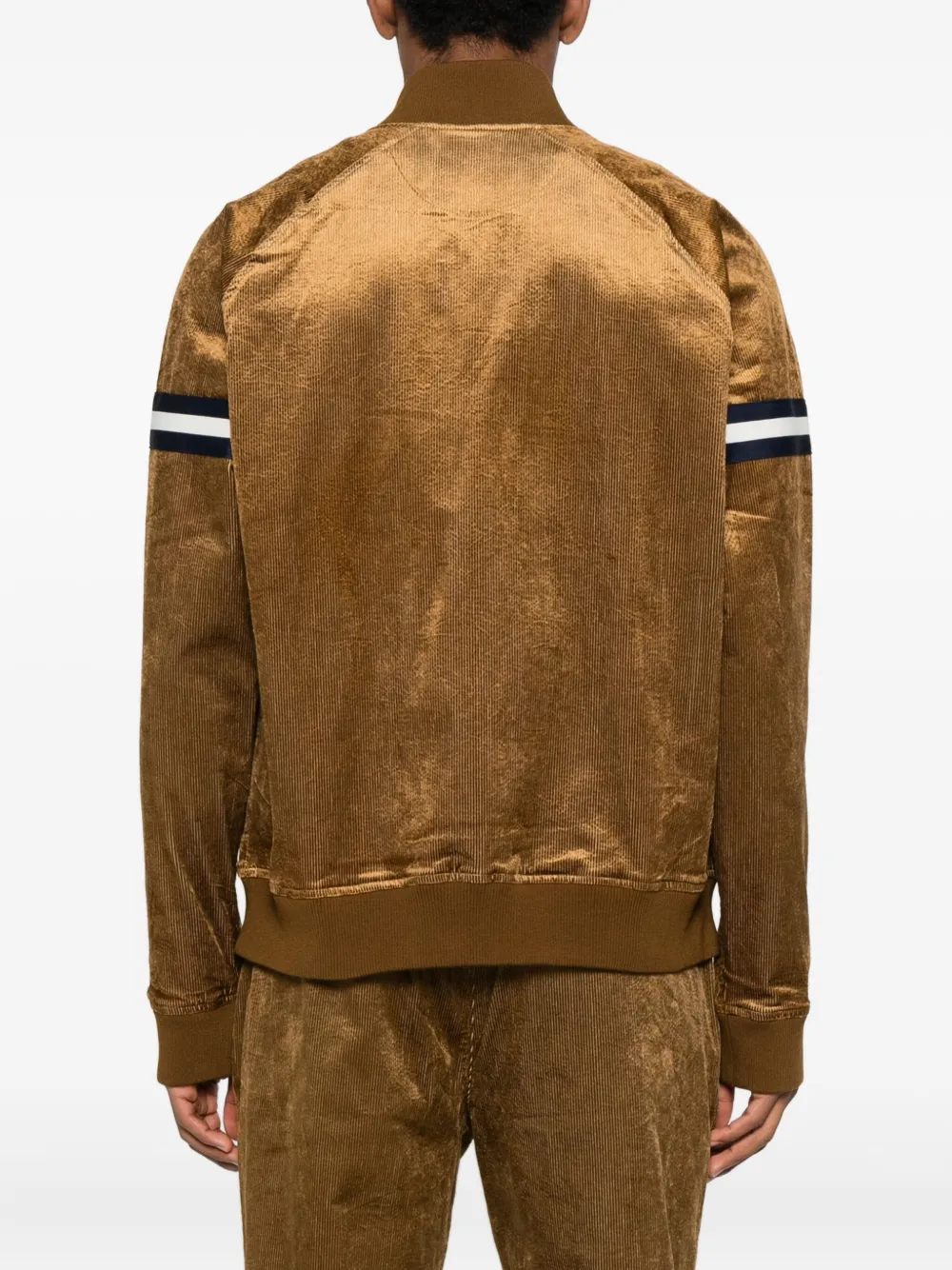 Sergio Tacchini Cordurato Stripe Zip Jacket In Brown