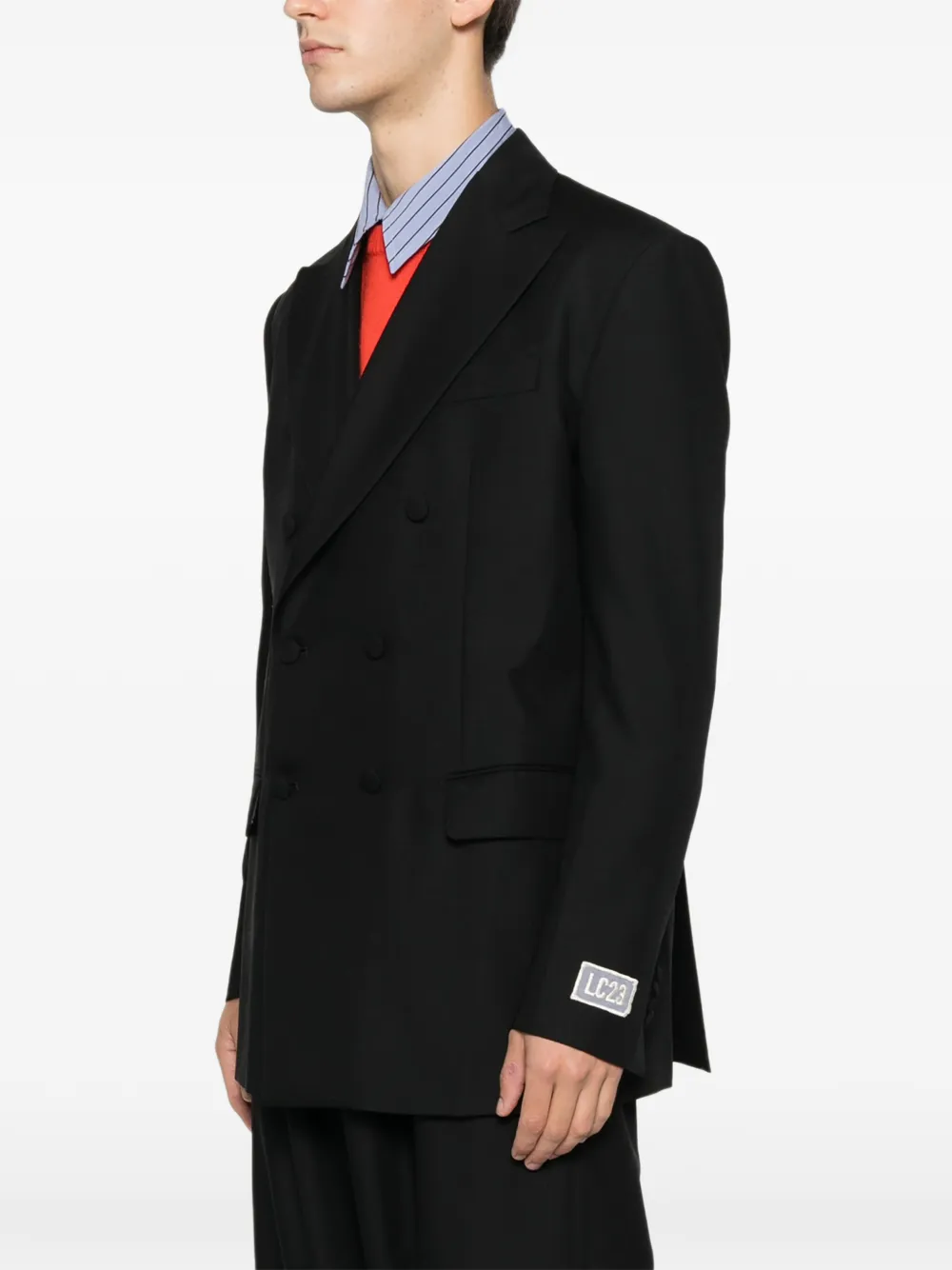 Lc23 Double-breasted Wool Blazer In Black