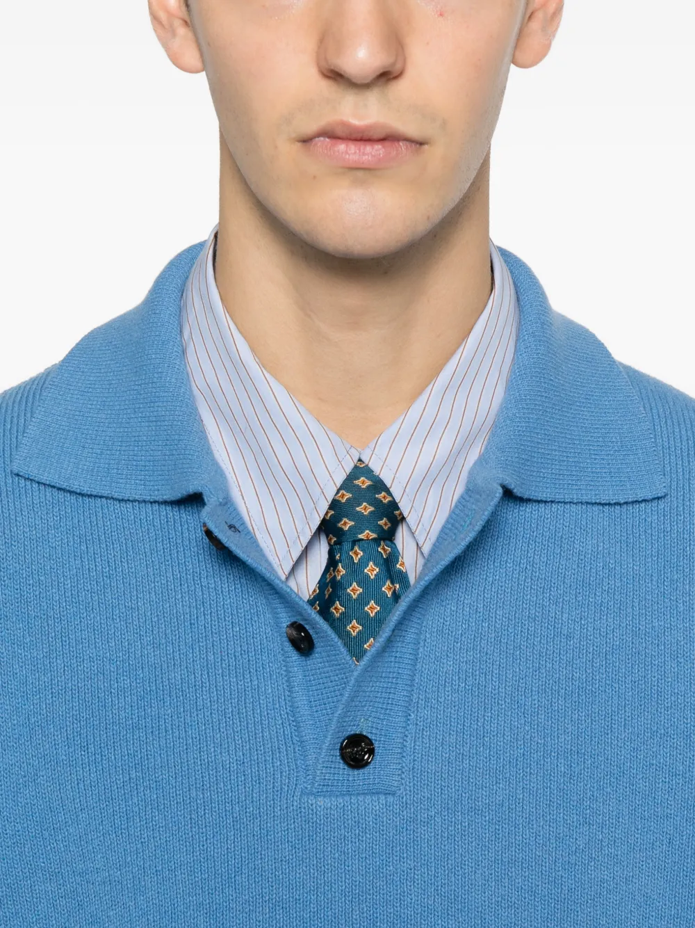 Lc23 Button Collar Sweater In Blue