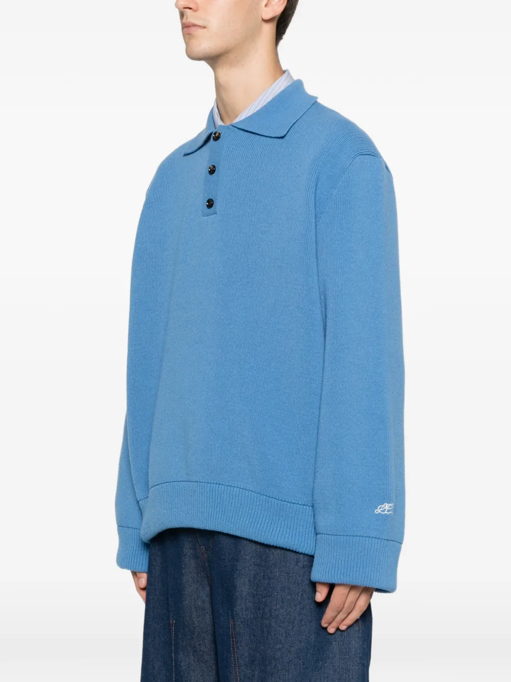 Lc23 Button Collar Sweater In Blue