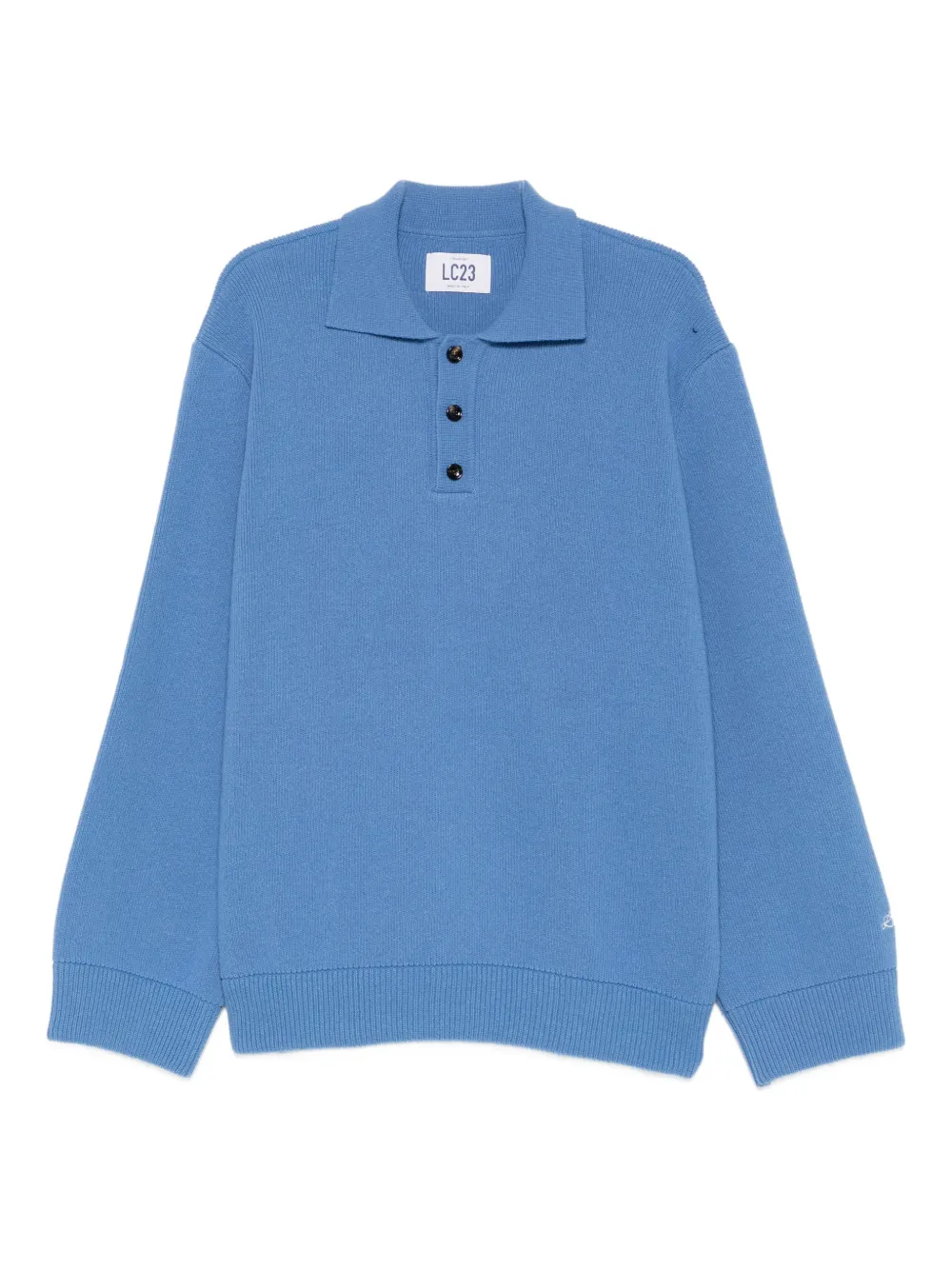 LC23 button collar sweater | Blue | Image 1