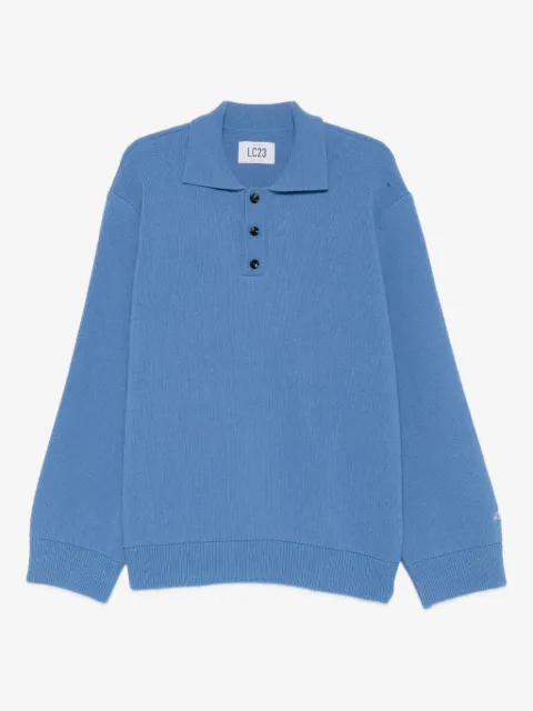 LC23 button collar sweater