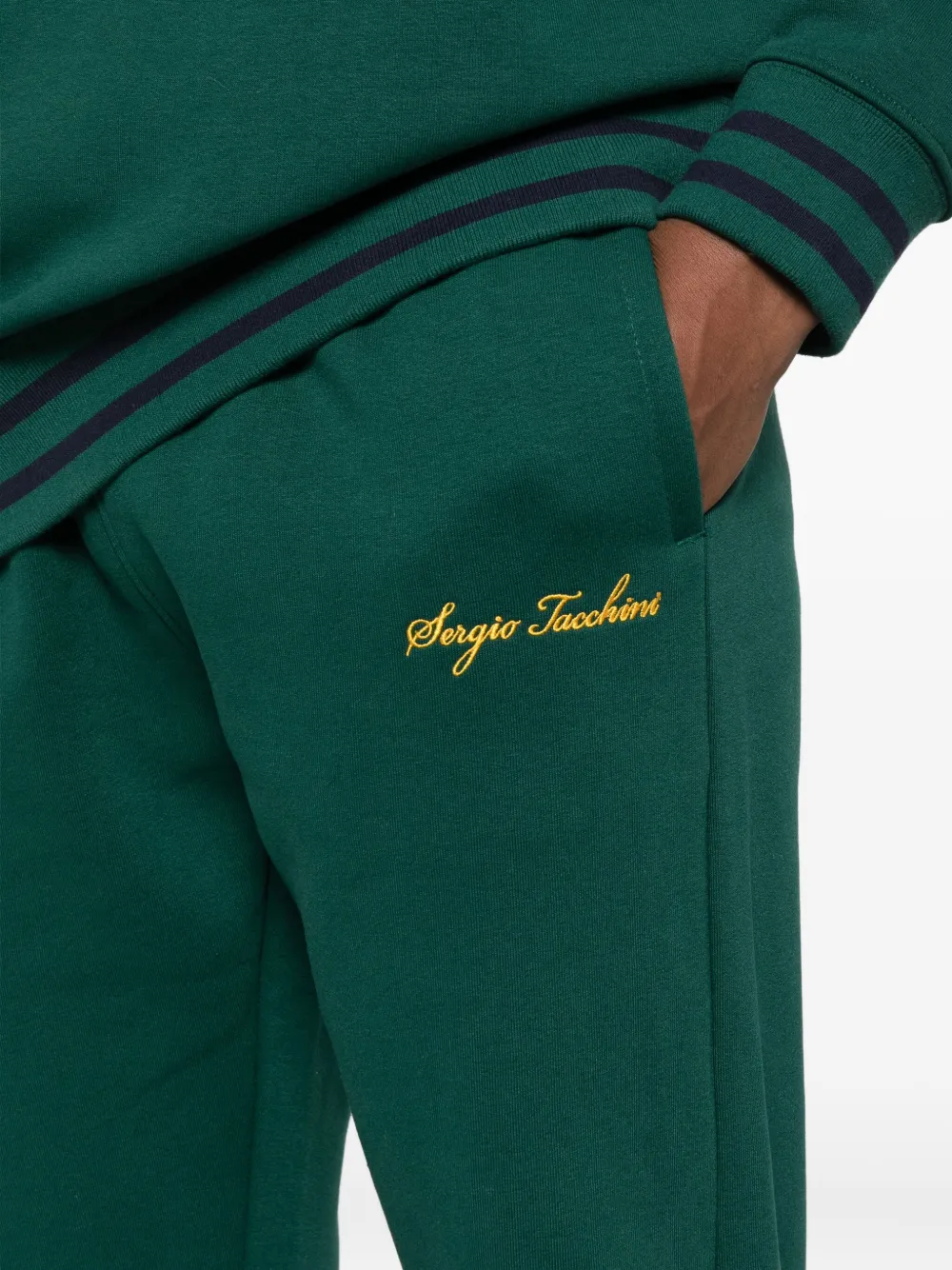 Sergio Tacchini Broek met trekkoord en logo Groen