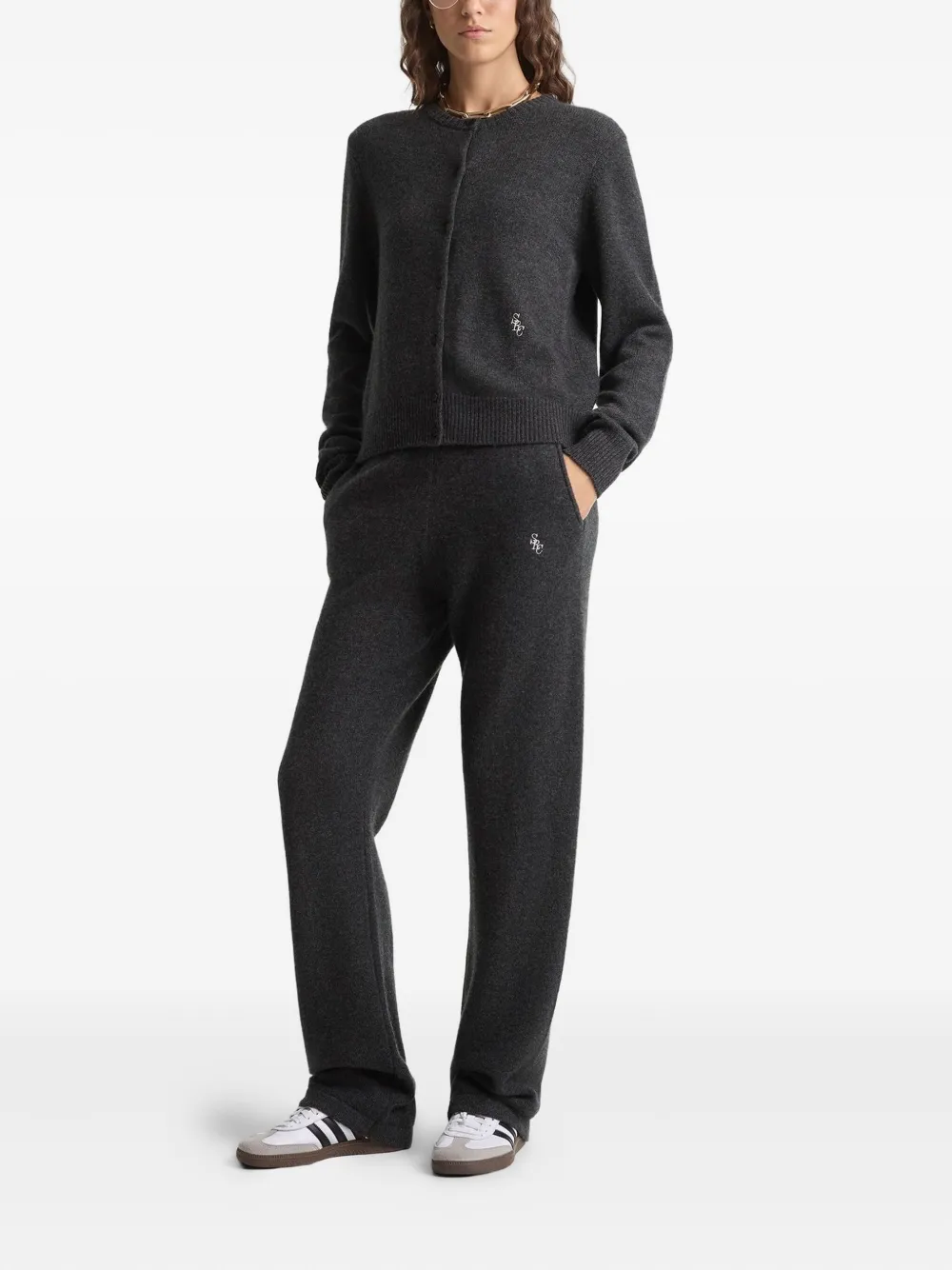 Sporty & Rich embroidered trousers - Grijs