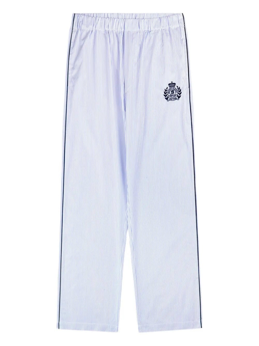 Sporty And Rich Stripe Embroidered Pyjama In Blue