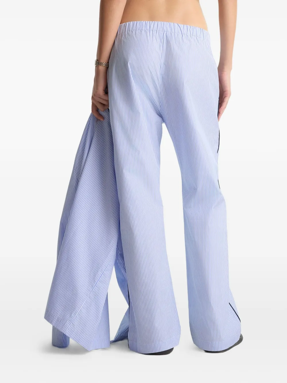 Sporty And Rich Stripe Embroidered Pyjama In Blue