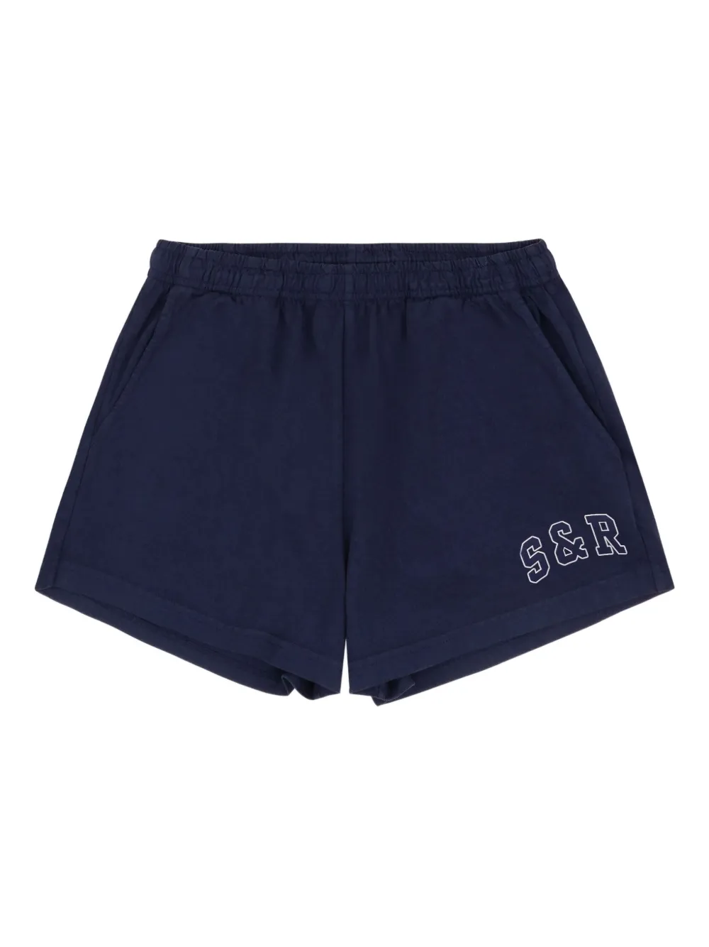 Sporty And Rich Elasticated Embroidered Shorts In Blue