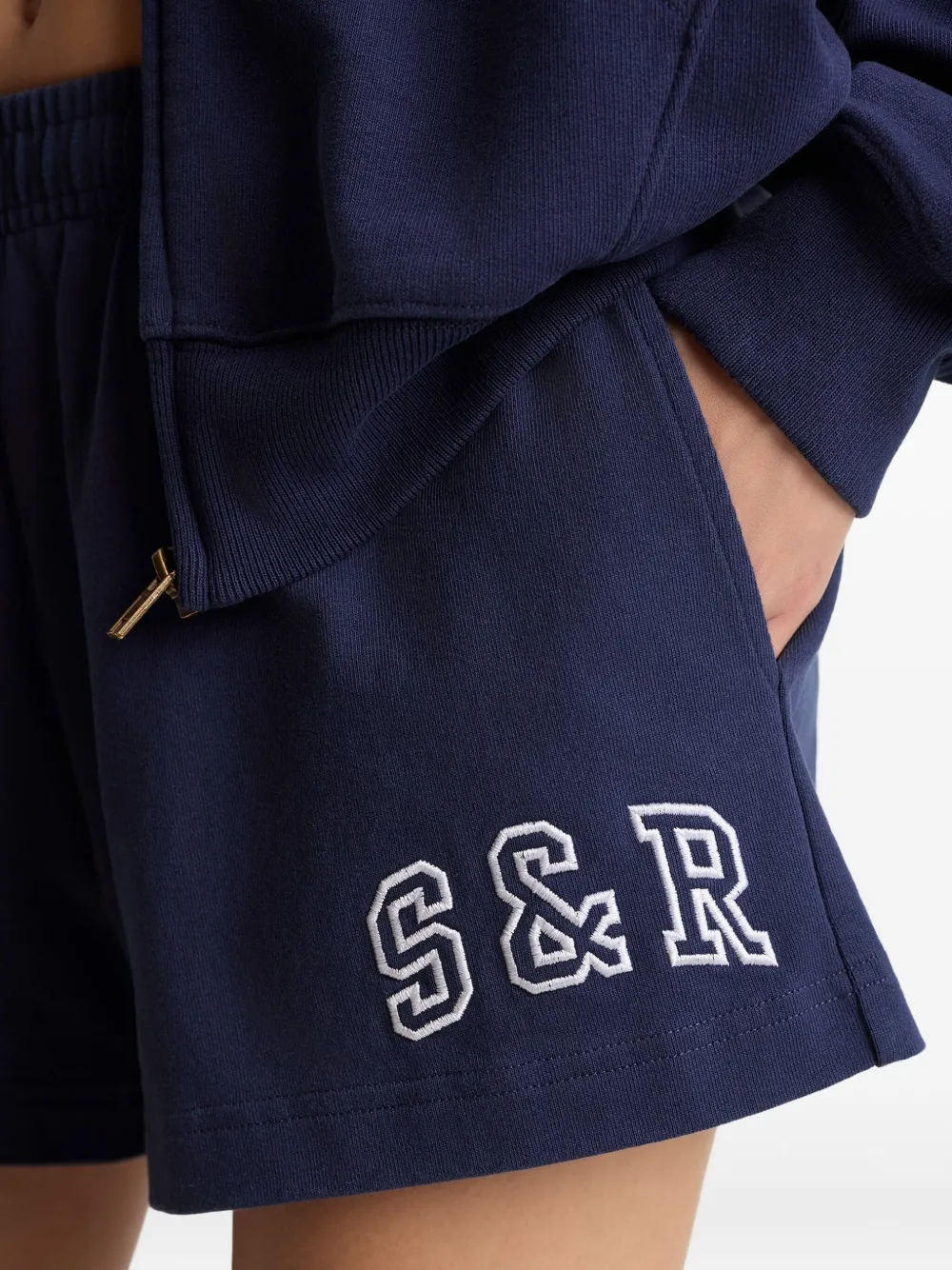 Sporty And Rich Elasticated Embroidered Shorts In Blue