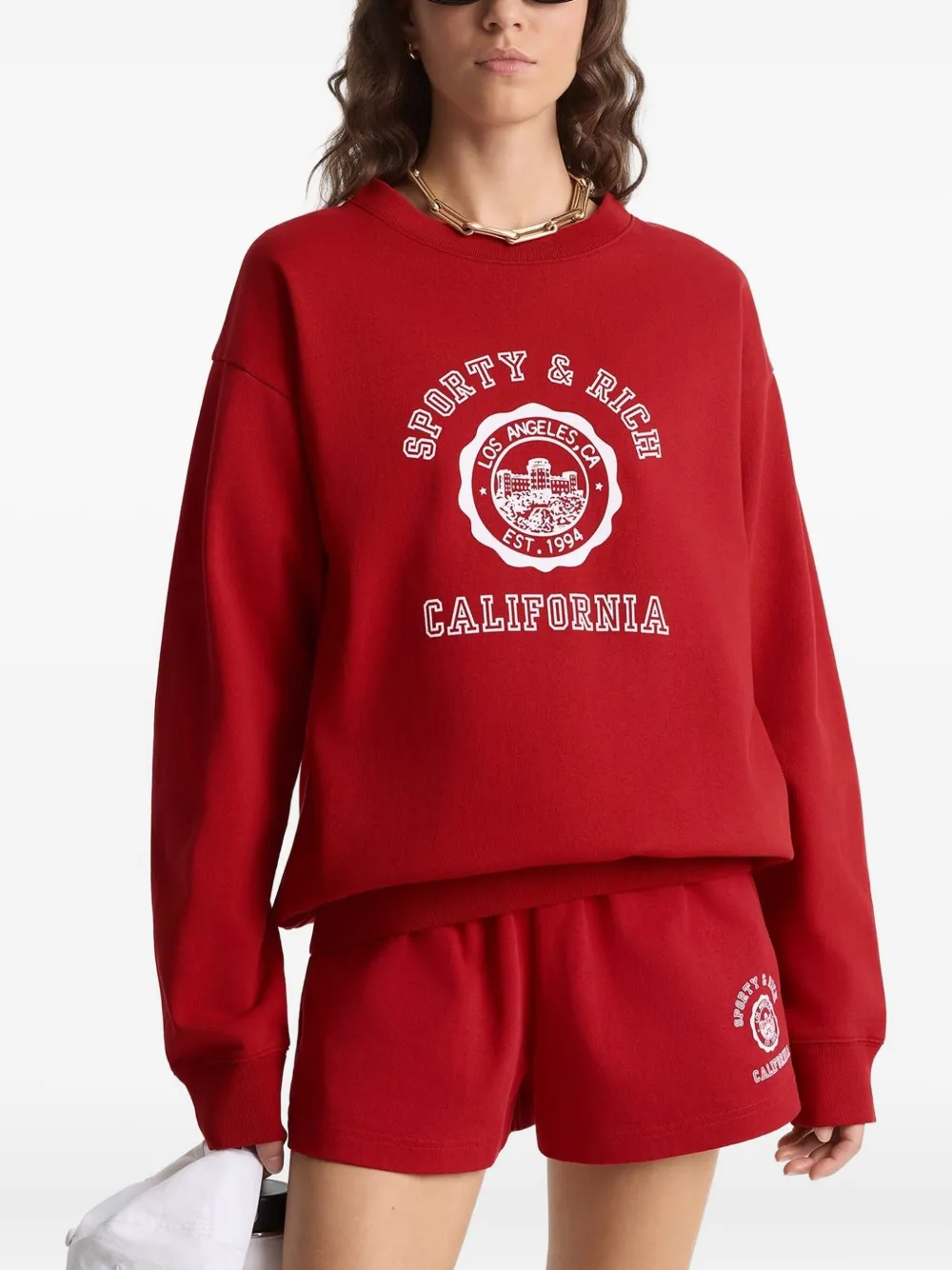 Sporty And Rich Graphic Print Sweatshirt In Red