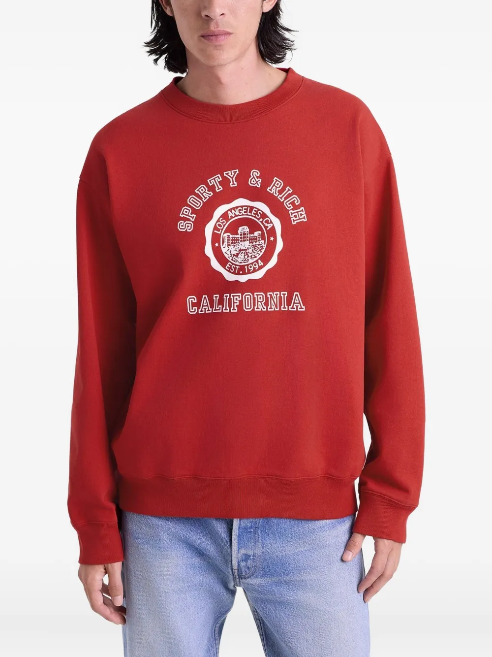 Sporty And Rich Graphic Print Sweatshirt In Red