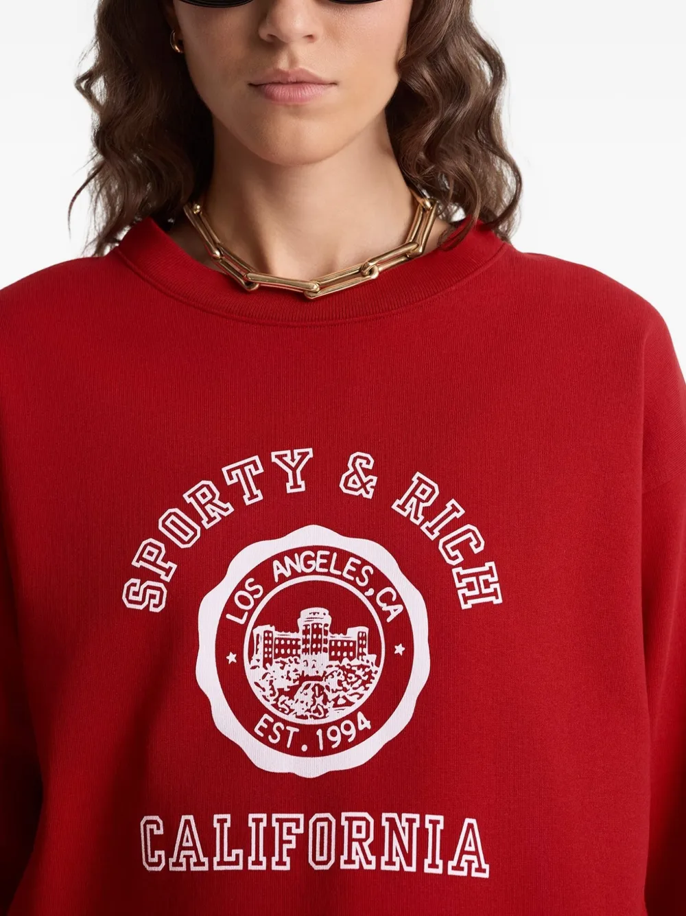 Sporty And Rich Graphic Print Sweatshirt In Red