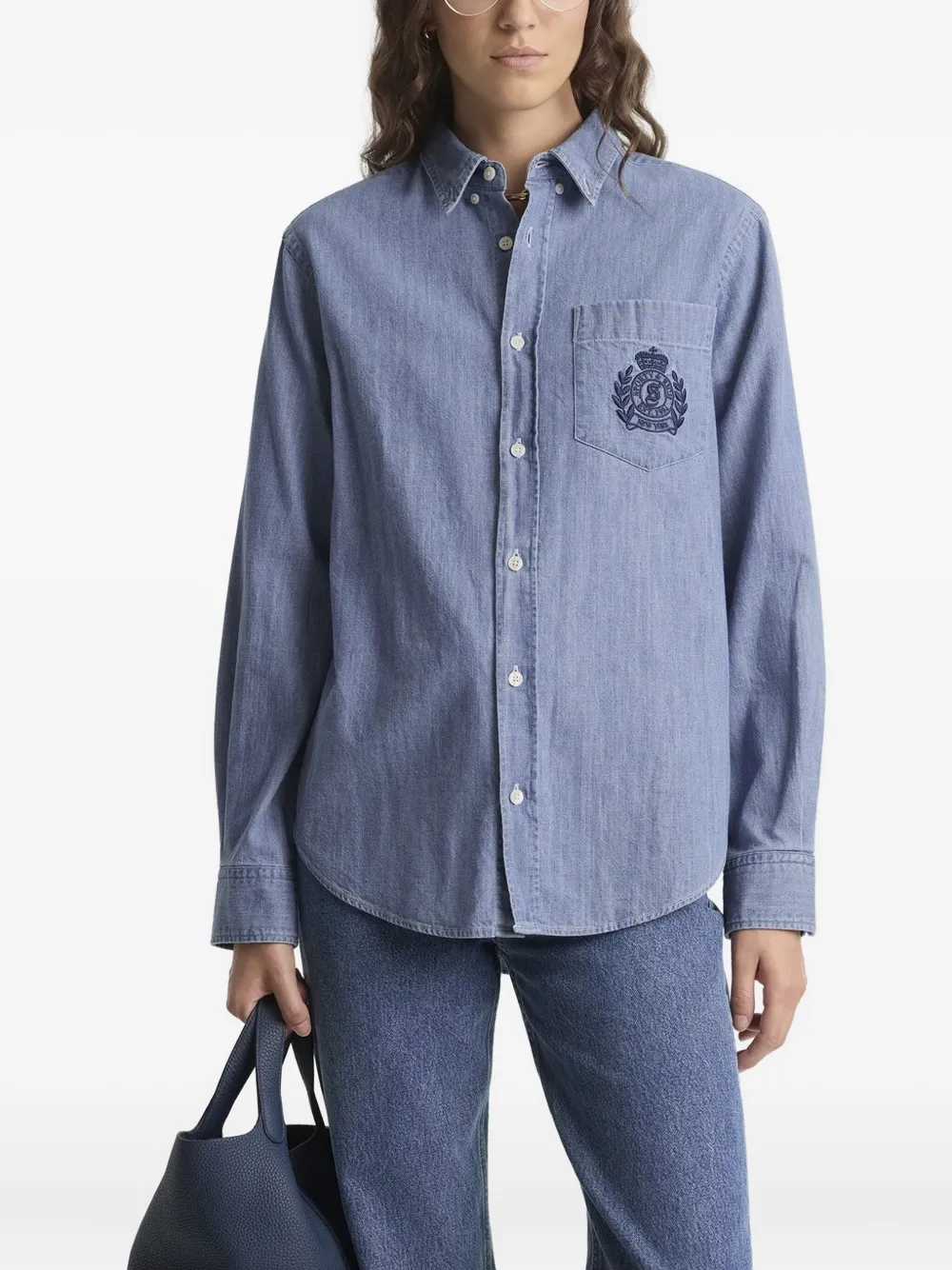 Sporty & Rich embroidered pocket shirt - Blauw