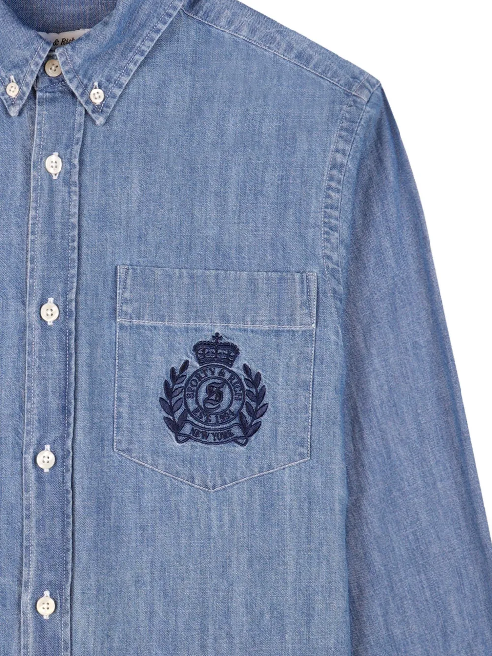 Sporty & Rich Blouse met geborduurde zak Blauw