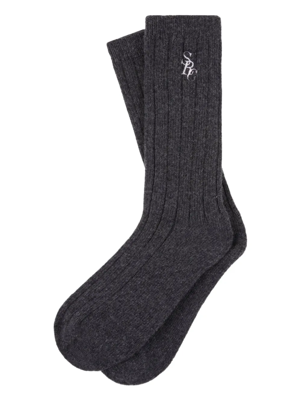 Sporty And Rich Ribbed Socks In Gray
